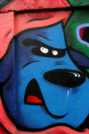 Belgrade, Serbia - July 26, 2008 - Detail of the graffiti on the wallのeditorial素材