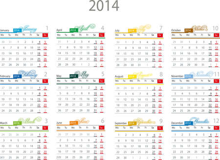 Calendar 2014のイラスト素材