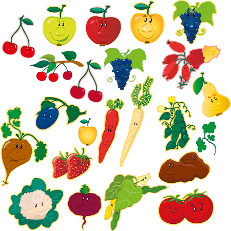 Fruits and vegetablesのイラスト素材