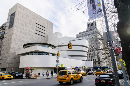 New York, USA - November 28, 2011  Unidentified people in front of Guggenheim Museum in New York  Museum was designed by Frank Lloyd Wright and building opened on October 21, 1959 のeditorial素材