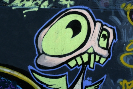 Belgrade, Serbia - February 2, 2008 - Detail of the graffiti on the wallのeditorial素材