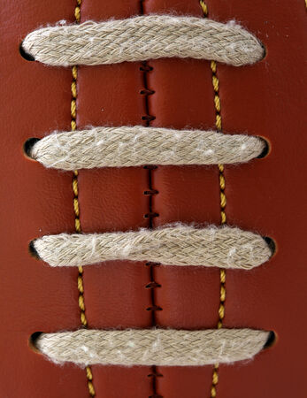 Vintage football ball in closeup shot の写真素材