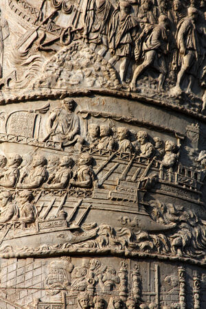 Detail of the Trajan column in Rome, Italy  Column was completed in AD113, and commemorates Roman emperor Trajan s victory in the Dacian Wars のeditorial素材