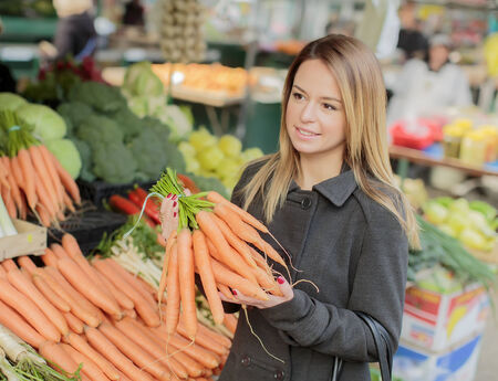 Young woman at the marketの写真素材