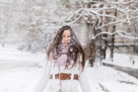 Young woman at winterの写真素材