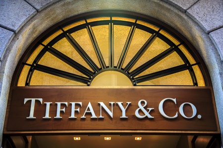 MILAN, ITALY - MARCH 9, 2014: Detail of Tiffany & co. shop in Milan. It  is an American...