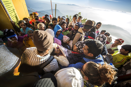 Sri Pada, Sri Lanka - January 26, 2014  Unidentified people at Sri Pada in Sri Lanka  It is an important pilgrimage site, especially for Buddhists のeditorial素材