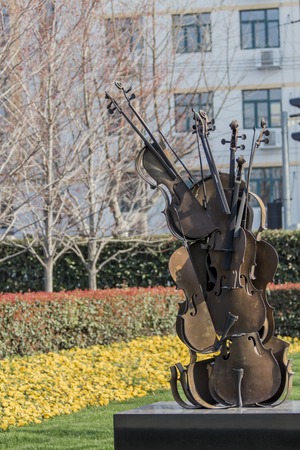 SHANGHAI, CHINA - MARCH 15, 2014: Detail of the sculpture at Jing'an International Sculpture Exhibition titled "City Fantasy". It features 68 sculptures by 31 artists from eight countries.のeditorial素材