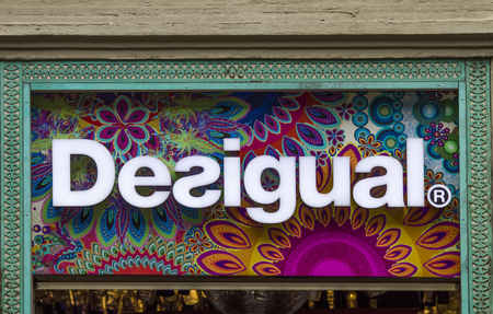 CATANIA, ITALY - APRIL 27, 2014: Detail of the Desigual shop in Catania. Desigual is a casual clothing brand founded at 1984 in Barcelona, Spainのeditorial素材
