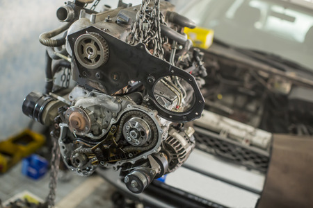 Car engine in the service