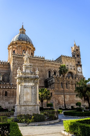Palermo catherdal. Palermo Cathedral was erected in 1185 by Walter Ophamil, the Anglo-Norman archbishop of Palermo and King William II\'s minister, on the area of an earlier Byzantine basilica.の写真素材
