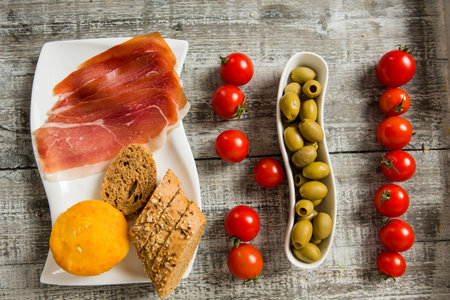 Fresh food on the tableの写真素材