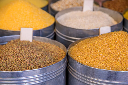 Grains on the market in Marrakech, Morocco