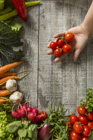 Fresh food on the tableの写真素材