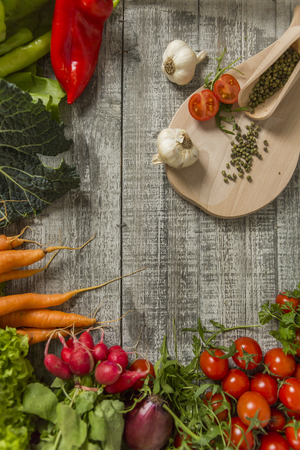 Fresh food on the tableの写真素材