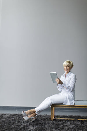 Woman with tabletの写真素材
