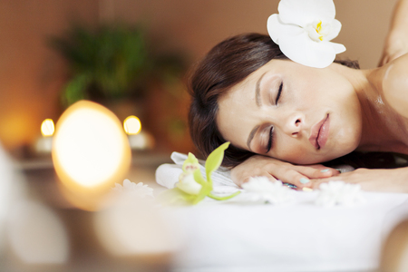 Pretty young women having a massageの写真素材