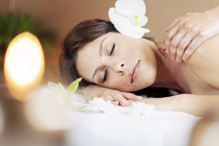 Pretty young women having a massageの写真素材