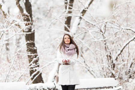 Young woman at winterの写真素材