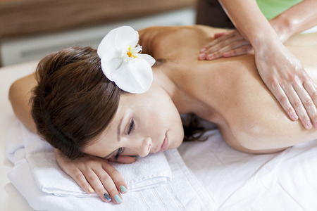 Pretty young women having a massageの写真素材