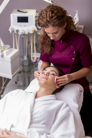 Young women having a cosmetic treatmentの写真素材