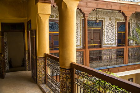 MARRAKESH, MOROCCO - SEPTEMBER 11, 2014: Detail from Riad Amlal in Marrakesh, Morocco. Riad Amlal have authentic decorated rooms and offers a true Moroccan ambiance.のeditorial素材
