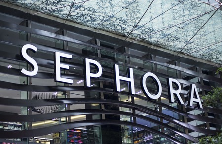SYDNEY, AUSTRALIA - FEBRUARY 9, 2015: Detail of the Sephora store in Sydney, Australia. It is a French brand and chain of cosmetics stores founded in Paris in 1970のeditorial素材