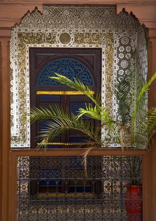 MARRAKESH, MOROCCO - SEPTEMBER 11, 2014: Detail from Riad Amlal in Marrakesh, Morocco. Riad Amlal...