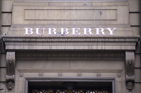 SYDNEY, AUSTRALIA - FEBRUARY 9, 2015: Detail of the Burberry store in Sydney, Australia. Burberry is a British luxury fashion house, distributing clothing, fashion accessories, fragrances and cosmetics founded at 1856.のeditorial素材