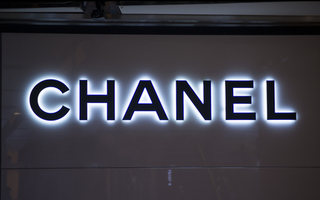 SYDNEY, AUSTRALIA - FEBRUARY 9, 2015: Detail from Chanel shop in Sidney, Australia. Chanel is French fashion company founded at 1909 in Paris.のeditorial素材