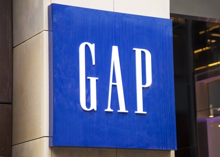 SYDNEY, AUSTRALIA - FEBRUARY 9, 2015: Detail of Gap store in Sydney, Australia. Gap is an American multinational clothing and accessories retailer,  founded in 1969.のeditorial素材