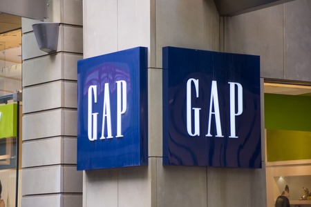 SYDNEY, AUSTRALIA - FEBRUARY 9, 2015: Detail of Gap store in Sydney, Australia. Gap is an American multinational clothing and accessories retailer,  founded in 1969.のeditorial素材