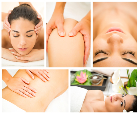 Pretty young woman having a massageの写真素材