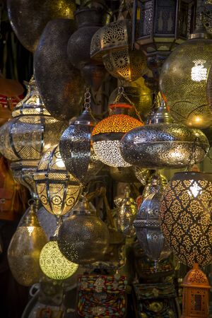 Oriental lamps on the Marrakech marketの写真素材