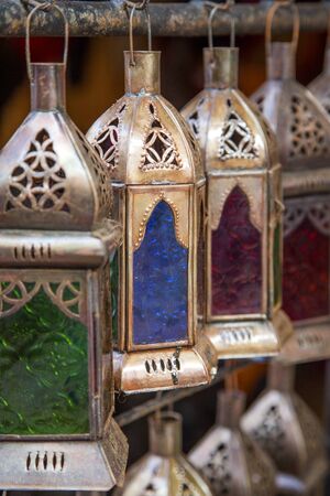 Oriental lamps on the market at Essaouira, Moroccoの写真素材