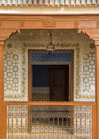 MARRAKESH, MOROCCO - SEPTEMBER 11, 2014: Detail from Riad Amlal in Marrakesh, Morocco. Riad Amlal have authentic decorated rooms and offers a true Moroccan ambiance.のeditorial素材