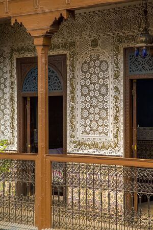 MARRAKESH, MOROCCO - SEPTEMBER 11, 2014: Detail from Riad Amlal in Marrakesh, Morocco. Riad Amlal have authentic decorated rooms and offers a true Moroccan ambiance.のeditorial素材