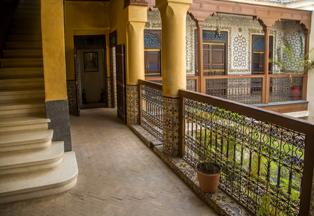 MARRAKESH, MOROCCO - SEPTEMBER 11, 2014: Detail from Riad Amlal in Marrakesh, Morocco. Riad Amlal have authentic decorated rooms and offers a true Moroccan ambiance.のeditorial素材