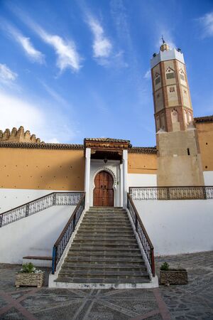 CHEFCHAOUEN, MOROCCO - SEPTEMBER 16, 2014: Grand Mosque in Chefchaouen, Morocco. This 15th century mosque was  was constructed by Morocco's greatest builder, Sultan Moulay Ismail.のeditorial素材