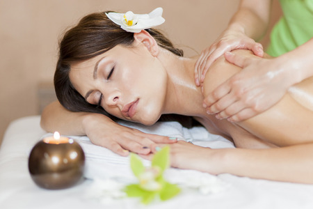 Pretty young women having a massageの写真素材
