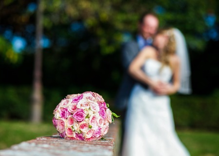 Wedding couple on the wedding dayの写真素材