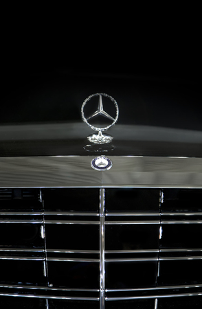 BELGRADE, SERBIA - MARCH 25, 2015: Detail of Mercedes car in Belgrade, Serbia. Mercedes-Benz is a German automobile manufacturer founded at 1926.のeditorial素材