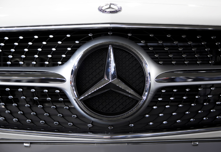 BELGRADE, SERBIA - MARCH 25, 2015: Detail of Mercedes car in Belgrade, Serbia. Mercedes-Benz is a German automobile manufacturer founded at 1926.のeditorial素材