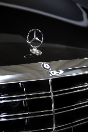 BELGRADE, SERBIA - MARCH 25, 2015: Detail of Mercedes car in Belgrade, Serbia. Mercedes-Benz is a German automobile manufacturer founded at 1926.のeditorial素材