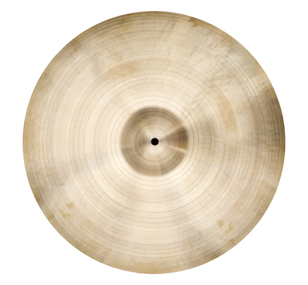 Isolated single cymbal on whiteの写真素材