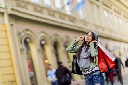 Young woman in shoppingの写真素材