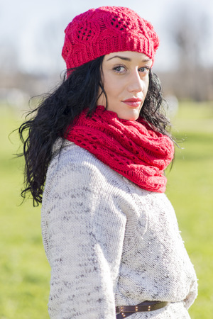 Cute young woman in the parkの写真素材