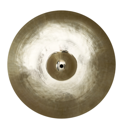 Isolated single cymbal on whiteの写真素材