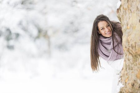 Young woman at winterの写真素材
