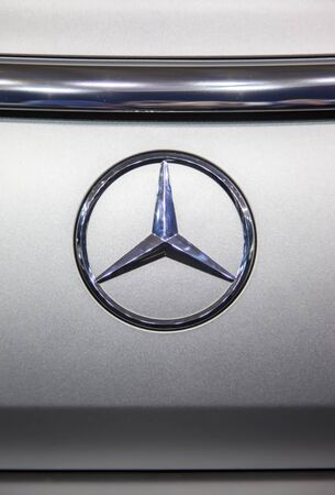 BELGRADE, SERBIA - MARCH 25, 2015: Detail of Mercedes car in Belgrade, Serbia. Mercedes-Benz is a German automobile manufacturer founded at 1926.のeditorial素材